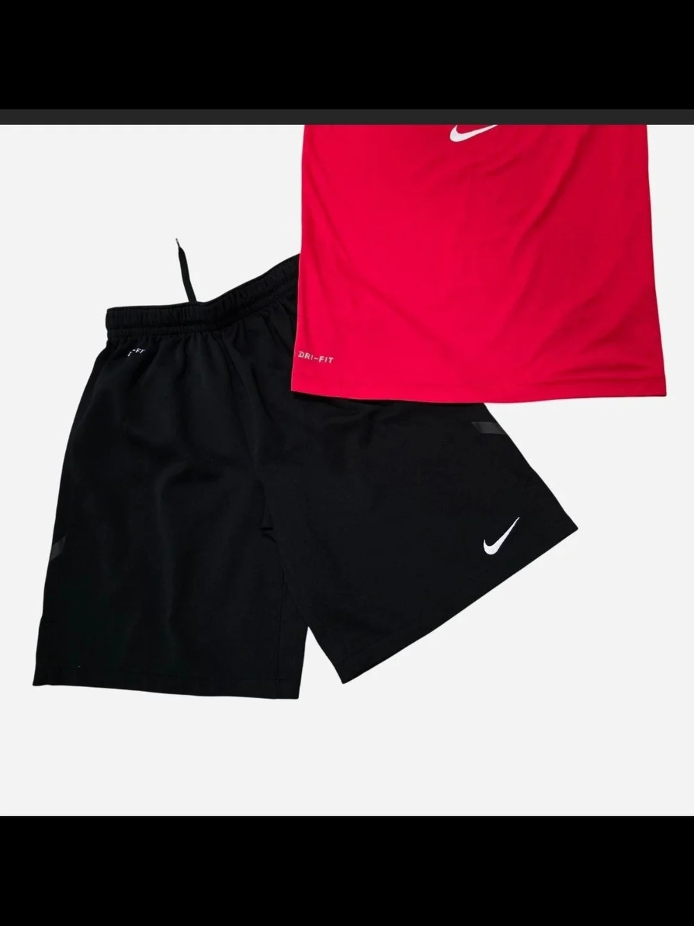 Nike Kids Red 'Control The Tempo' Graphic Tee with black Nike Shorts Large
